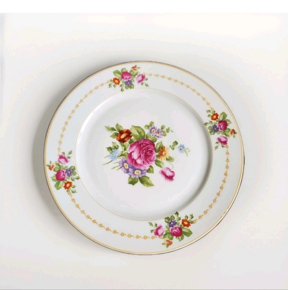 Antique Rosenthal Selb Bavaria Early 1900s Floral Gold Trim Dinner Plate 10"